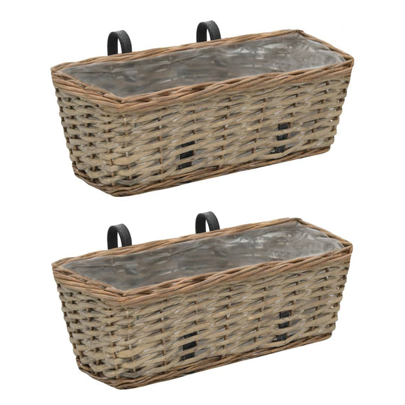NNEVL Balcony Planter 2 pcs Wicker with PE Lining 40 cm