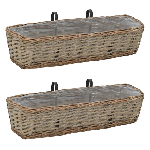 NNEVL Balcony Planter 2 pcs Wicker with PE Lining 60 cm
