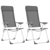 NNEVL Folding Camping Chairs 2 pcs Grey Aluminium