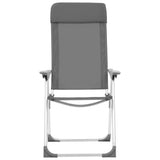 NNEVL Folding Camping Chairs 2 pcs Grey Aluminium