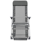 NNEVL Folding Camping Chairs 2 pcs with Footrest Grey Aluminium