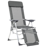 NNEVL Folding Camping Chairs 2 pcs with Footrest Grey Aluminium