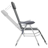 NNEVL Folding Camping Chairs 2 pcs with Footrest Grey Aluminium