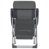 NNEVL Folding Camping Chairs 2 pcs with Footrest Grey Aluminium