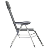 NNEVL Folding Camping Chairs 2 pcs with Footrest Grey Aluminium