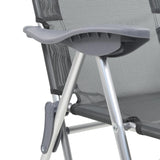 NNEVL Folding Camping Chairs 2 pcs with Footrest Grey Aluminium