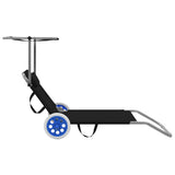 NNEVL Folding Sun Lounger with Canopy and Wheels Steel Black