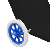 NNEVL Folding Sun Lounger with Canopy and Wheels Steel Black