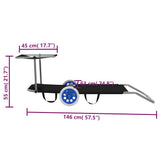 NNEVL Folding Sun Lounger with Canopy and Wheels Steel Black