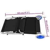 NNEVL Folding Sun Lounger with Canopy and Wheels Steel Black