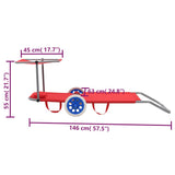 NNEVL Folding Sun Lounger with Canopy and Wheels Steel Red