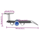 NNEVL Folding Sun Lounger with Canopy and Wheels Steel Grey