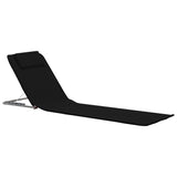 NNEVL Folding Beach Mats 2 pcs Steel and Fabric Black