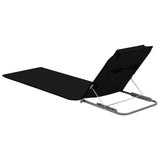 NNEVL Folding Beach Mats 2 pcs Steel and Fabric Black
