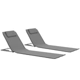 NNEVL Folding Beach Mats 2 pcs Steel and Fabric Grey