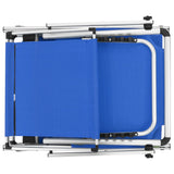 NNEVL Folding Sun Lounger with Roof Aluminium and Textilene Blue
