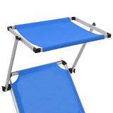 NNEVL Folding Sun Lounger with Roof Aluminium and Textilene Blue