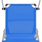 NNEVL Folding Sun Lounger with Roof Aluminium and Textilene Blue
