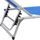 NNEVL Folding Sun Lounger with Roof Aluminium and Textilene Blue