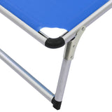 NNEVL Folding Sun Lounger with Roof Aluminium and Textilene Blue