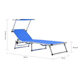 NNEVL Folding Sun Lounger with Roof Aluminium and Textilene Blue