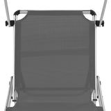 NNEVL Folding Sun Lounger with Roof Aluminium and Textilene Grey