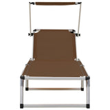 NNEVL Folding Sun Lounger with Roof Aluminium and Textilene Brown