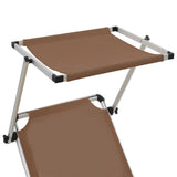 NNEVL Folding Sun Lounger with Roof Aluminium and Textilene Brown