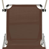 NNEVL Folding Sun Lounger with Roof Aluminium and Textilene Brown