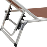NNEVL Folding Sun Lounger with Roof Aluminium and Textilene Brown