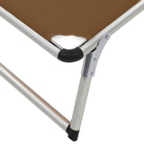 NNEVL Folding Sun Lounger with Roof Aluminium and Textilene Brown