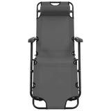 NNEVL Folding Sun Loungers 2 pcs with Footrests Steel Grey