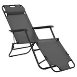 NNEVL Folding Sun Loungers 2 pcs with Footrests Steel Grey