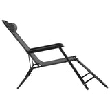NNEVL Folding Sun Loungers 2 pcs with Footrests Steel Grey