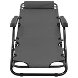 NNEVL Folding Sun Loungers 2 pcs with Footrests Steel Grey