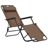 NNEVL Folding Sun Loungers 2 pcs with Footrests Steel Brown