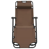 NNEVL Folding Sun Loungers 2 pcs with Footrests Steel Brown