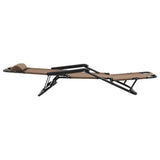 NNEVL Folding Sun Loungers 2 pcs with Footrests Steel Brown