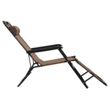 NNEVL Folding Sun Loungers 2 pcs with Footrests Steel Brown