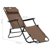 NNEVL Folding Sun Loungers 2 pcs with Footrests Steel Brown