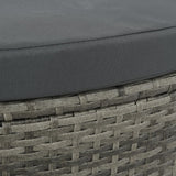 NNEVL 2 Seater Garden Sofa with Cushions and Parasol Grey Poly Rattan