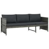 NNEVL 3 Piece Garden Lounge Set with Cushions Poly Rattan Grey