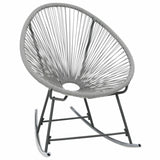 NNEVL Outdoor Rocking Moon Chair Grey Poly Rattan