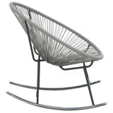 NNEVL Outdoor Rocking Moon Chair Grey Poly Rattan