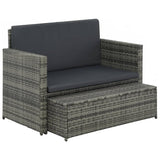 NNEVL 2 Piece Garden Lounge Set with Cushions Poly Rattan Grey