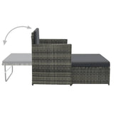 NNEVL 2 Piece Garden Lounge Set with Cushions Poly Rattan Grey