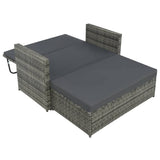NNEVL 2 Piece Garden Lounge Set with Cushions Poly Rattan Grey