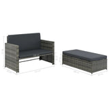 NNEVL 2 Piece Garden Lounge Set with Cushions Poly Rattan Grey