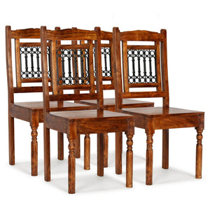 NNEVL Dining Chairs 4 pcs Solid Wood with Sheesham Finish Classic