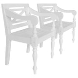 NNEVL Batavia Chairs 2 pcs White Solid Mahogany Wood
